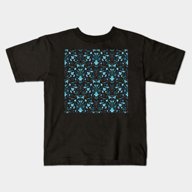 Baroque blue pattern Kids T-Shirt by IrinaGuArt